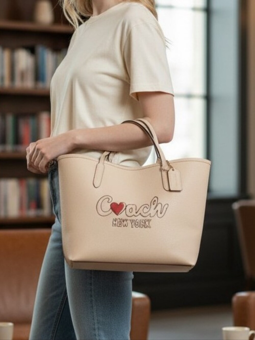 NWOT NEW I LOVE NY X Coach City Tote in chalk refined pebble leather Bag Purse